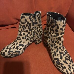 Time and Tru Leopard Print Ankle Boots in Tan and Black